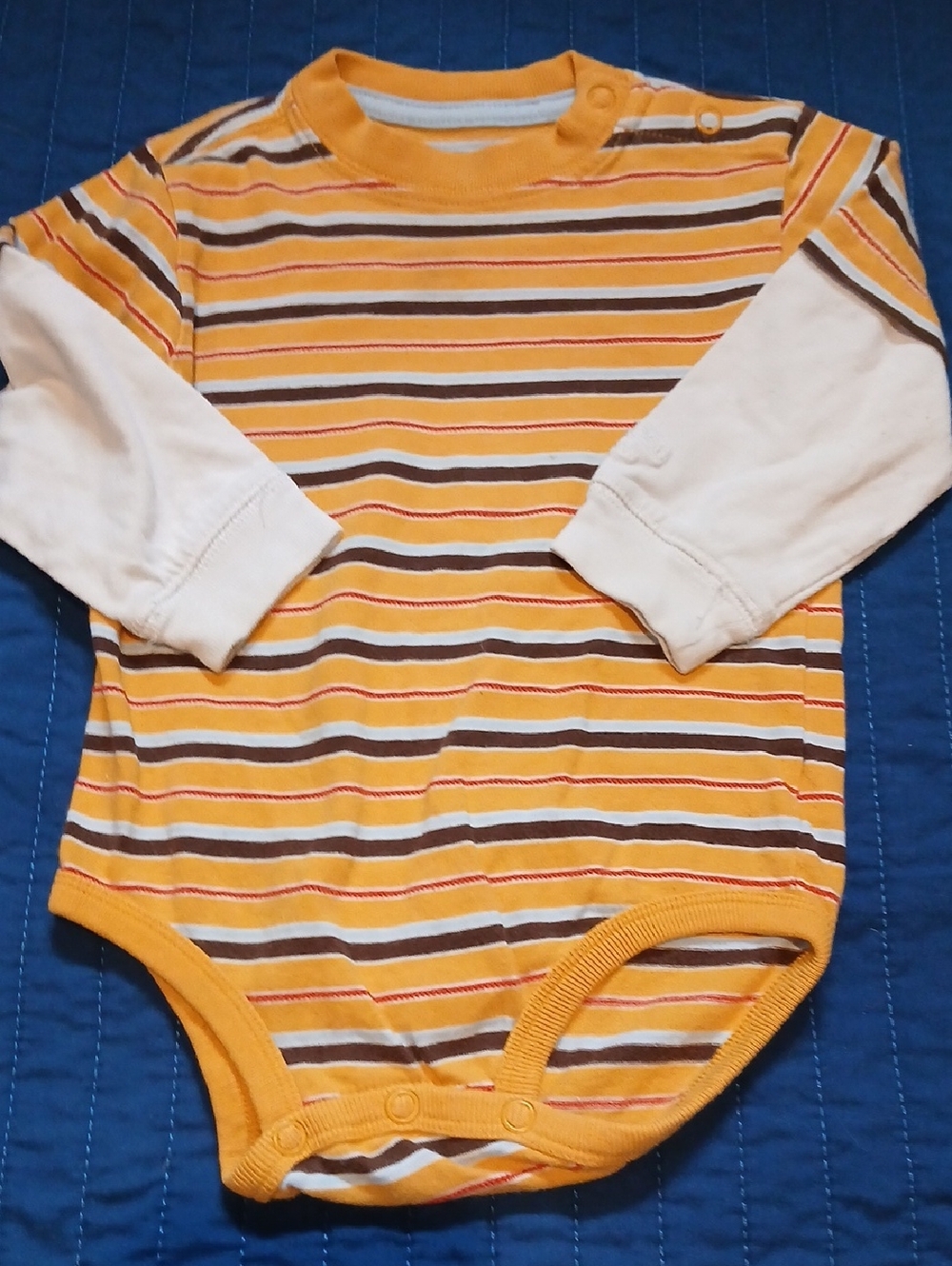 OshKosh B'gosh Yellow Striped Long-Sleeve One-Piece